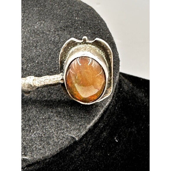 Artisan Handmade Womens Bar Ring 6 Sterling Silver Ethiopian Opal Unique - Picture 5 of 16